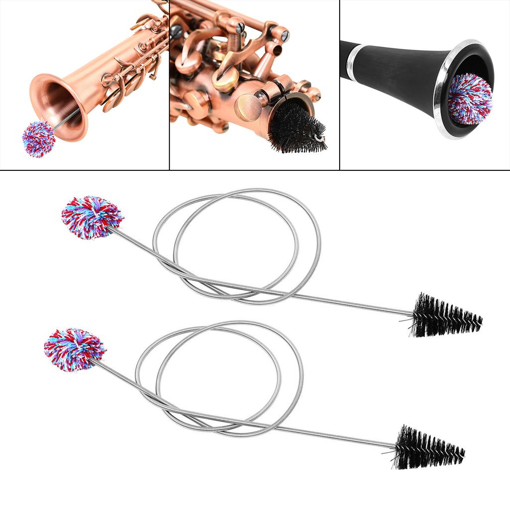 2 Pack Professional Flute Cleaner Soft Brush Flexible Brushes Double Ended Brush Dust Removal Brush for Musicians