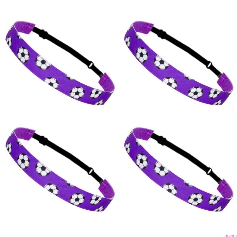 4PCS Football Themed Headbands Elastic Workout Sweat Headbands For Men Women Fitness Running Soccer Festival Celebration