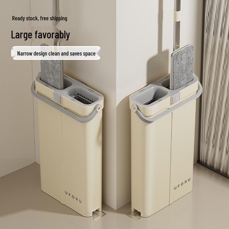 Müheloses Dual-Use Wischmopp- und Eimer-Set - Nass-/Trockenreinigung, Freihändig, Einwischreinigung