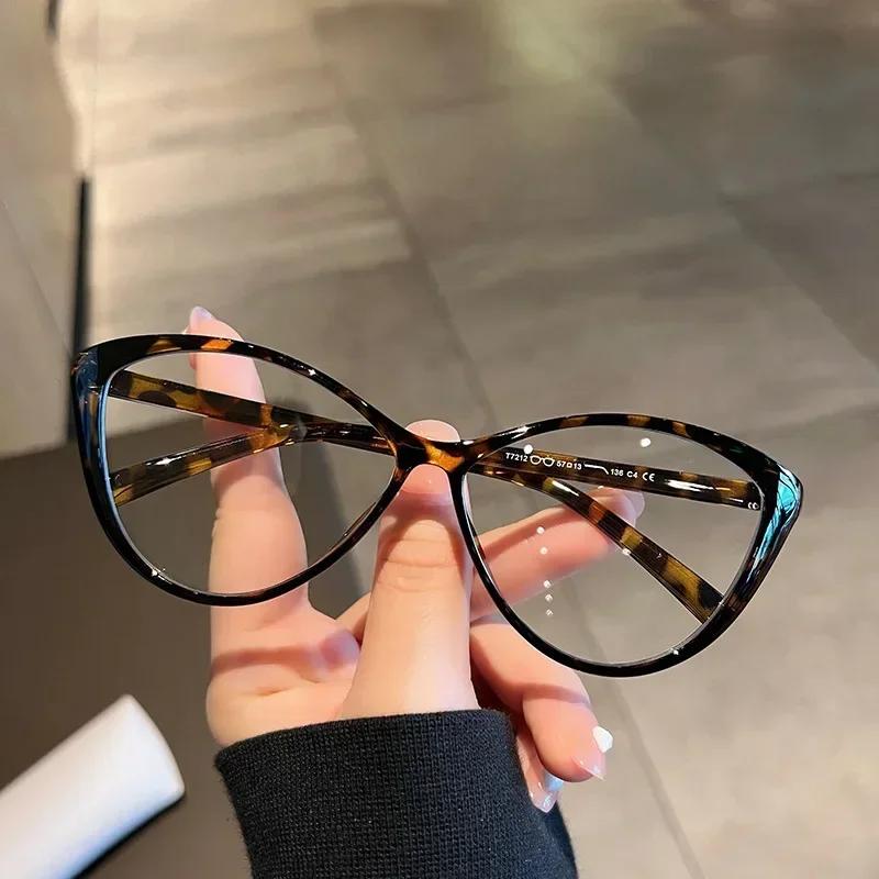 Finished Ladies Myopia Glasses Anti Blue Light Blocking Near Sight Eyeglasses for Women Men Vintage Cat Eye Minus Eyewear To-4.0