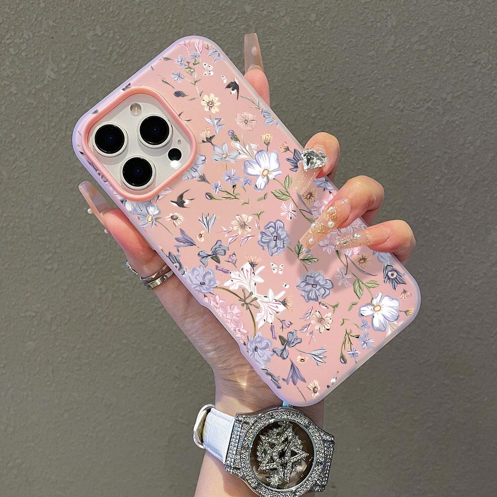 

Чехол для телефона iPhone 17 Air 17 16 15 14 13 12 11 Pro Max XS X XR 7 8 16 Plus Элегантный Синий Цветок Конфетный Цвет Ударопрочный Чехол iPhone 15 Plus