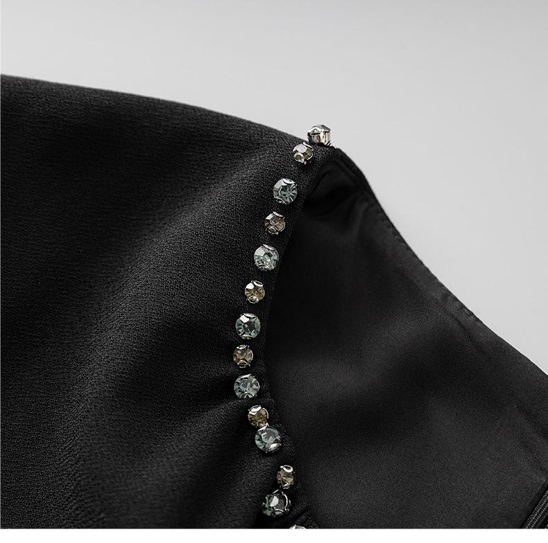 Socialite Beaded Skirt High-End Waist-Slimming Pleated Dress for Women - Summer Edition