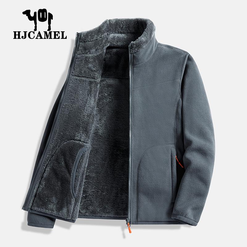 Dámská oboustranná bunda z velbloudí vlny Huagang - Podzimní/zimní silný kardigan z korálového fleecu