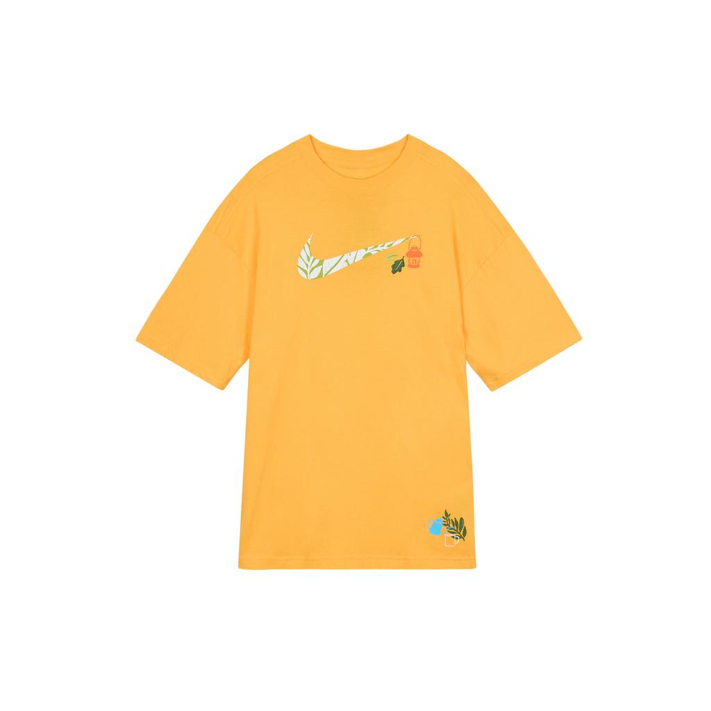 Nike Sportswear Swoosh Cartoon Print Vintage Loose Cotton Casual Crew Neck Short Sleeve Drop Shoulder T-Shirt Women T-Shirt Sundial-Yellow FN3711-717