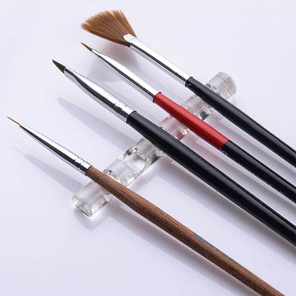 1 Pcs 5 Grids Acrylic Clear Nail Brush Rack Shelf Painting Pen Rest Holder Stand Colorful UV Gel Brush Display Holder