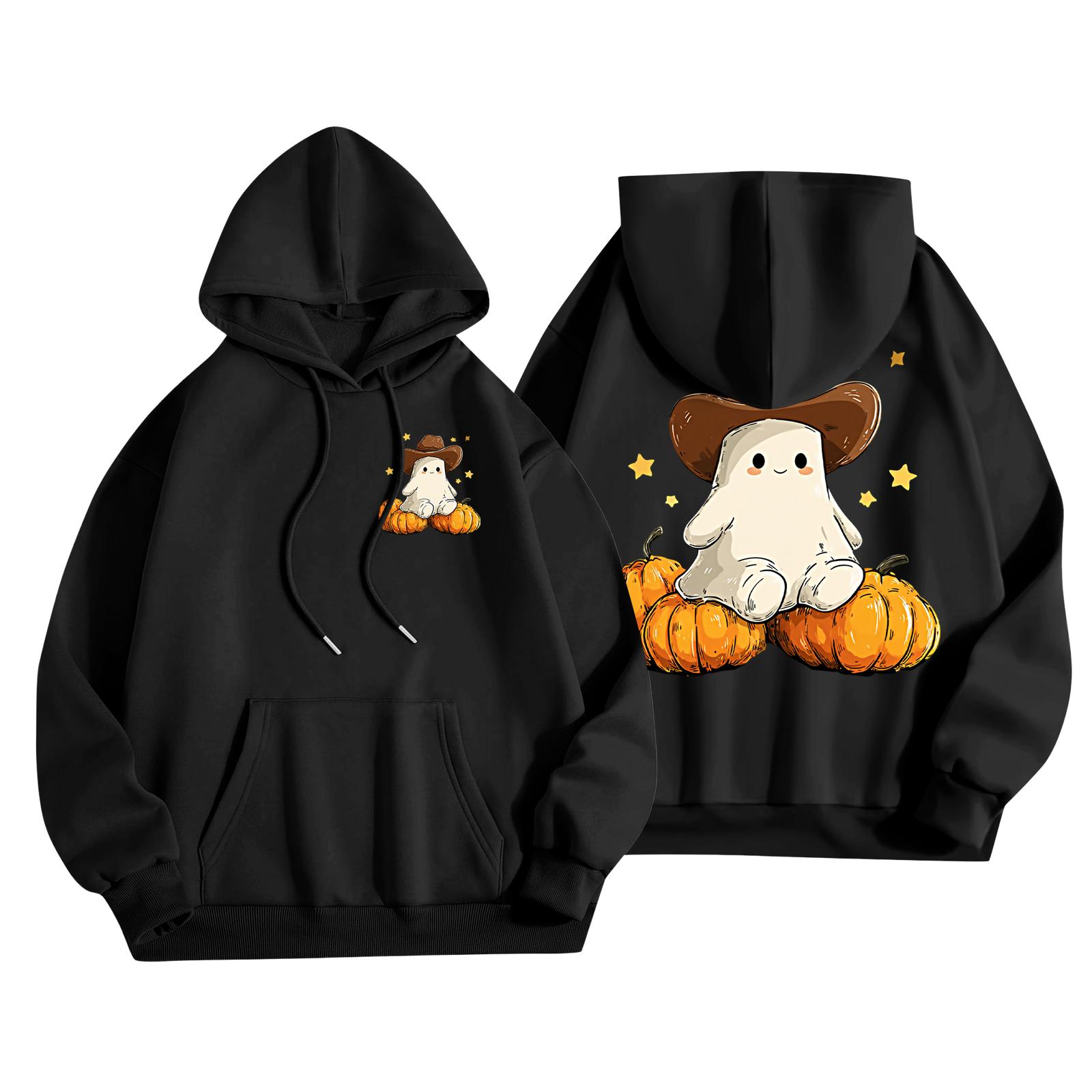 

Дитячий повсякденний модний світшот з капюшоном з принтом на Хелловін з довгими рукавами 100 чорний