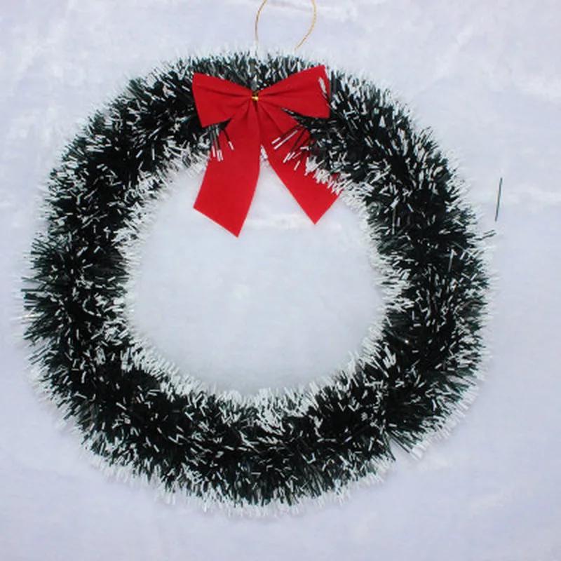 35CM Christmas Garland with Bow Christmas Vine Ring Wreath Decoration Christmas Window Decoration