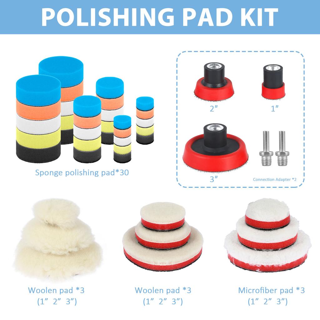 29 STÜCKE Auto Polierschwamm Pads Set Polieren Puffer Schaumstoffpad Puffer Set Poliermaschine Wachspads Entfernt Kratzer 1/2/3 Zoll