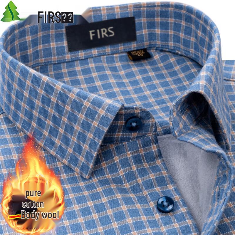 

Shanshan Men s Brushed Cotton Fleece-Lined Winter Shirt 41