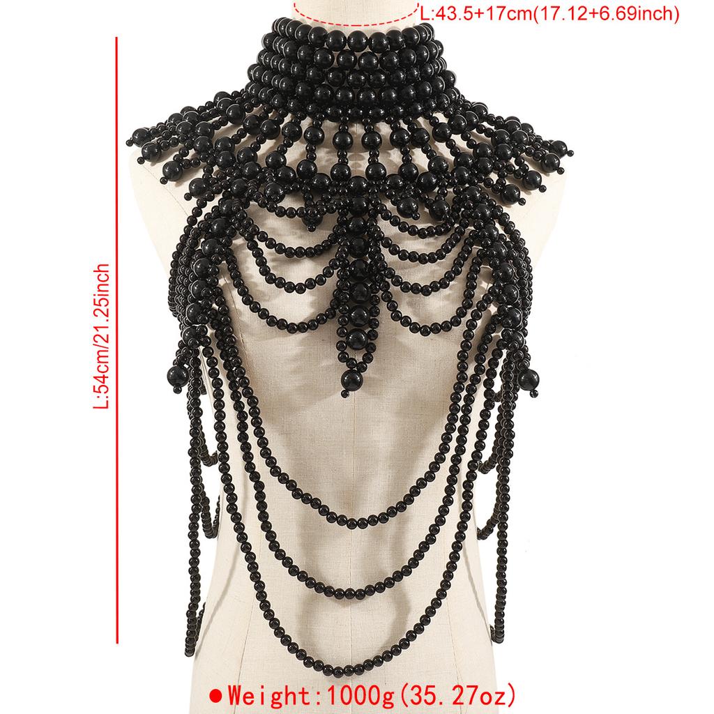 Fashion Tribal Style Hollow Woven Pearl Shawl Body Chain Retro Layered Exaggerated Sexy Body Chain All Match Women Jewelry