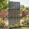 Outdoor Privacy Screen Panel, 3 Panels, Geometric Metal, 92 X 40 X 192 Cm, Black