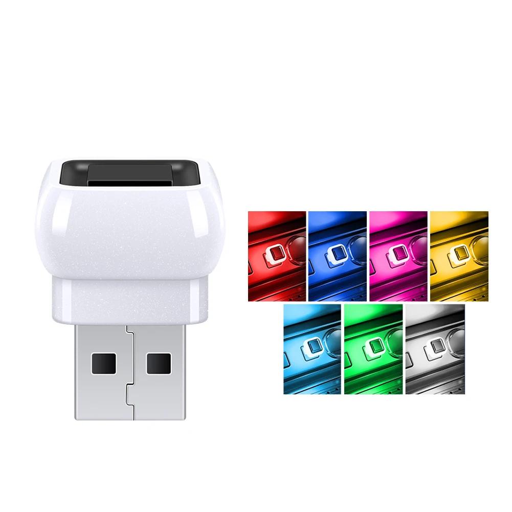 1Pc USB Mini Ambient Light LED Car Interior Atmosphere Lamp Plug and Play RGB Colorful Decoration Lamps Car Accessories