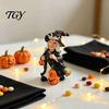 Halloween Entrance Table Accents Witch Pumpkin Resin Figurine, Vintage Hand-Painted Ornament, Spooky Tabletop Unique Holiday Party Photo Props