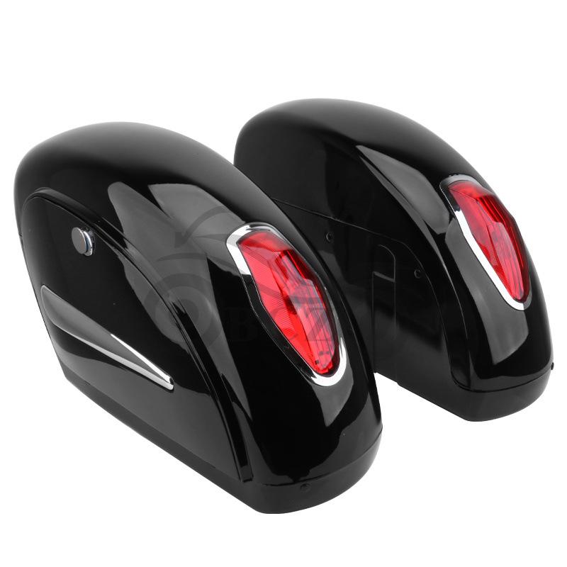 Black Small Pannier with Lights for Harley Cruiser Prince Motorcycle