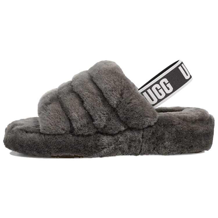 UGG Fluff Yeah Slide Thick Sole Gray Slippers Women's 1095119-CHRC