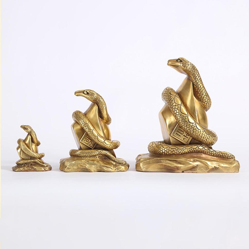 Brass Snake Ornament Table Figurine Decorative Objects Animal Sculptures for Desk Shelf Home Office Diorama