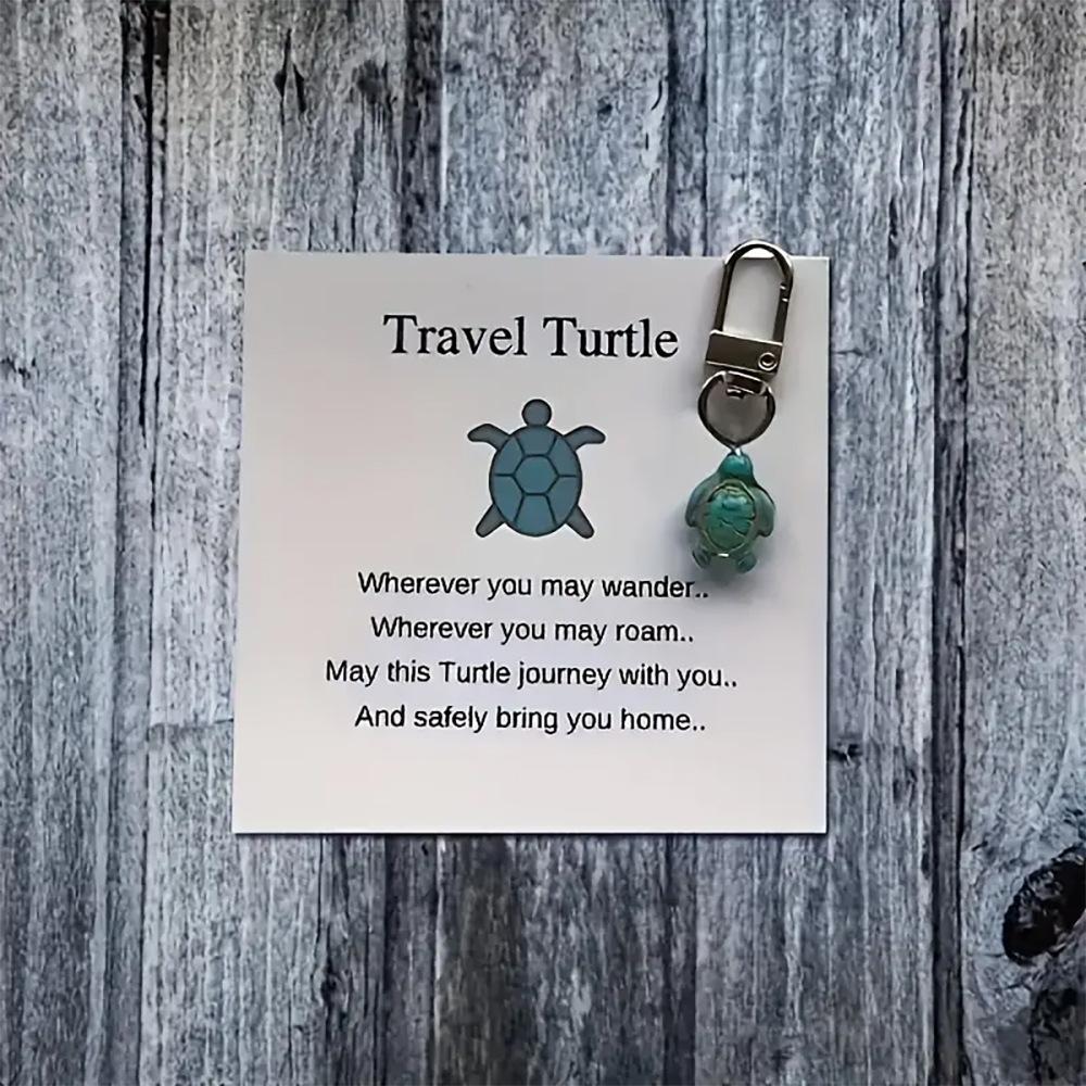 Creative Diy Travel Turtle Keychain Birthstone Turquoise Jewelry Pendant Couple Family Keychain Pendant