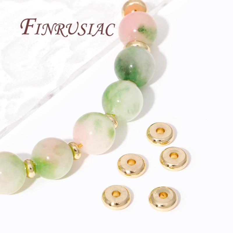 Perlen-Abstandshalter für Armbänder, 14 Karat vergoldete runde flache Abstandshalter-Perlen, lose Perlen-Zubehör für Schmuck, Charm-Perlen-Zubehör