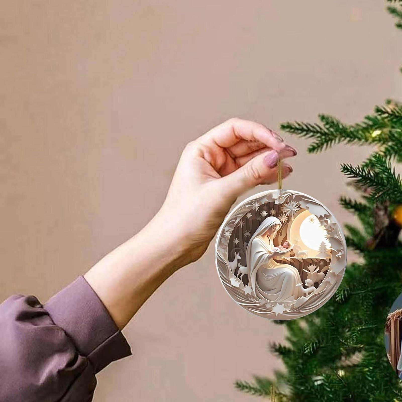 

Подвеска на рождественскую елку, подвесные украшения для рождественской сцены, украшение для автомобиля из дерева, Рождество Style B