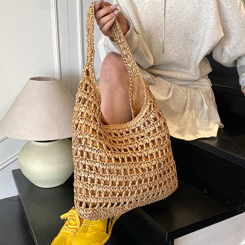 Summer Straw Woven Bag for Women Shoulder Bag Raffia Paper Rope Boho Beach Handbags Casual Messenger Crossbody Bag Female Purse
