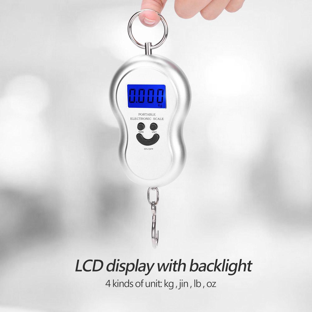 Portable Plastic Electric Digital Hanging Scale with Hook Tool for Fishing Luggage (Black)