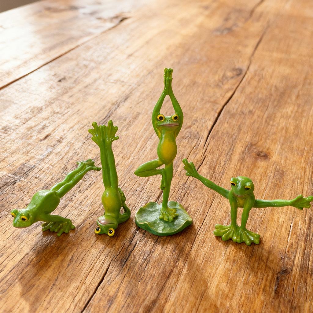 1Pc Resin Set of 4 Yoga Frogs Decorative Ornaments, Home Decoration, Holiday Gifts, Gifts for Frog Lovers, Four-Season Home Decoration Ornaments,
