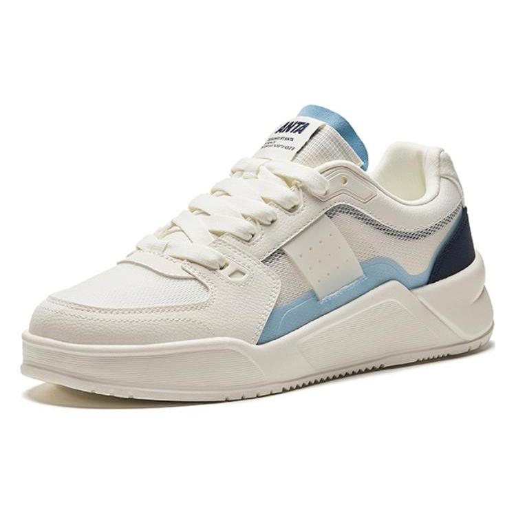 New ANTA Life Collection Skateboard Shoes Men's Low Top Ivory White/Waterfall Blue 112428013-3
