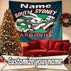 Custom Name Personalized South Sydney Rabbitohs Print Tapestry, Wall Art Decor, Bedroom, Dorm, Apartment, LivingRoom, Party Backdrop, Gift for Birthda