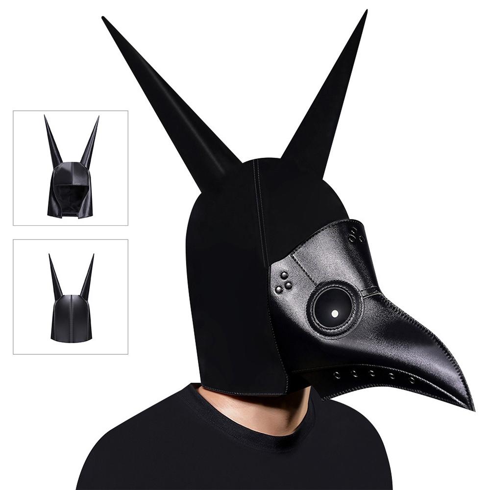 Grappig Middeleeuws Pestdoktersmasker Leer Zwart Snavelmasker Dokter Halloweenmasker Steampunk PU Vogels Cosplay Doctour De Peste