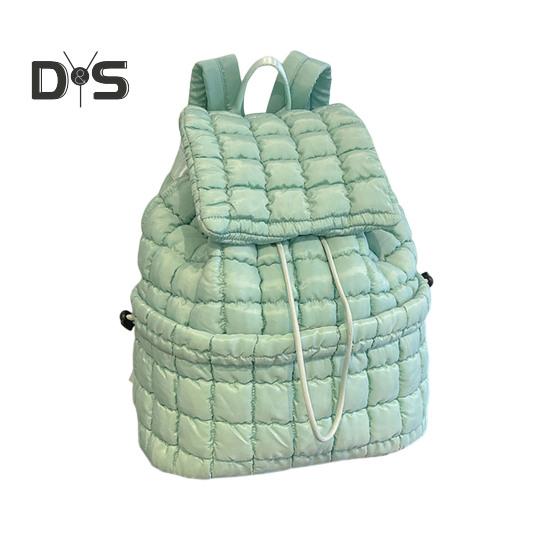 18L Quilted Backpack for Women Puffer Hiker Pack Top Flap Drawstring Backpack Padding Travel Cloud Gym Bag