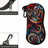 2D-Vibrant Abstract Mosaic Pattern Sunglasses Case, Colorful Spiral Geometric Zipper Eyeglass Holder, Protective Eyewear Travel Pouch for Women Men