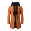 Korean-Style Men's Wool Blend Mid-Length Coat with Removable Hood