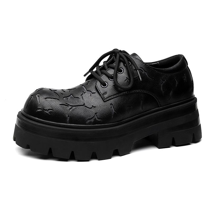 Derby Shoes Men's Autumn Low-top Niche Martin Shoes Platform Black Tooling Shoes British Casual Small Leather Shoes 2905-M