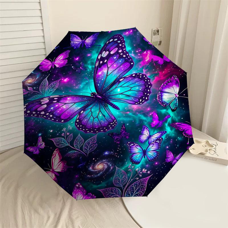 

1PC Butterfly Galaxy Umbrella-8-Rib Reinforced Portable Folding Travel Suitable for All Seasons Outdoor Daily Use Is an Ideal Choice -K0365