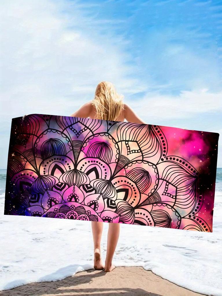 1PC Mandala Pattern Beach Towel for Abuela Abuelo Mama Papa Festival Day Birthday Quick-Dry Towel For Bath Yoga Tourism Swimming