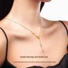 Golden CNC Double Fortune Gourd Jewelry Set: Crushed Ice Necklace, Bracelet, Double-Sided Pendant