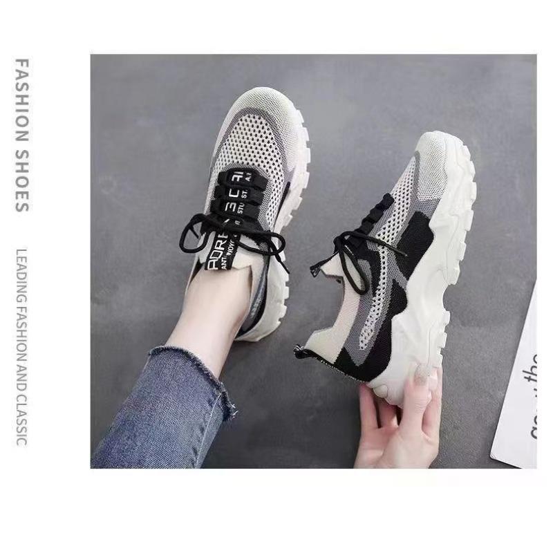 Spring and Summer New Sports Women's Shoes Breathable Soft-soled Casual Canvas Lightweight Running Platform Shoes