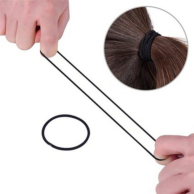 40 Pcsblack Elastic Rope Ring Hairband Women Girls Hair Band Tie Ponytail Holder