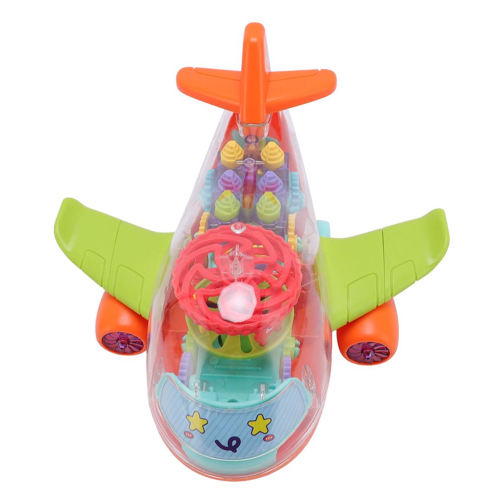 Children Electric Airplane Toy Universal Simulation Airplane Model Transparent Gear Airplane Toy wit