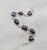 925 Sterling Silver Garnet Link Bracelet Natural Gemstone Handmade Artisan Jewelry Gift for Her