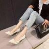 French temperament pointed women's single shoes 2025 autumn new rhinestone light mouth black work versatile stiletto high heels