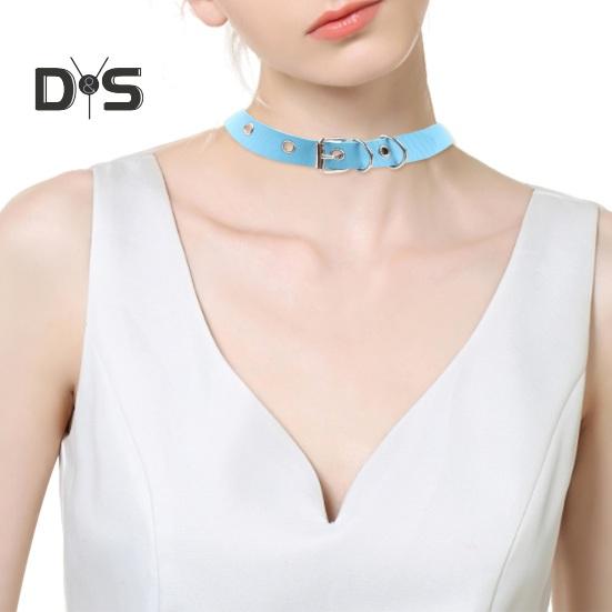 Pánský náhrdelník Vintage Punk Styl Nastavitelná Umělá kůže Jednobarevné Bukle Pin Krk Pásek Party Club Choker Šperky pro dospělé