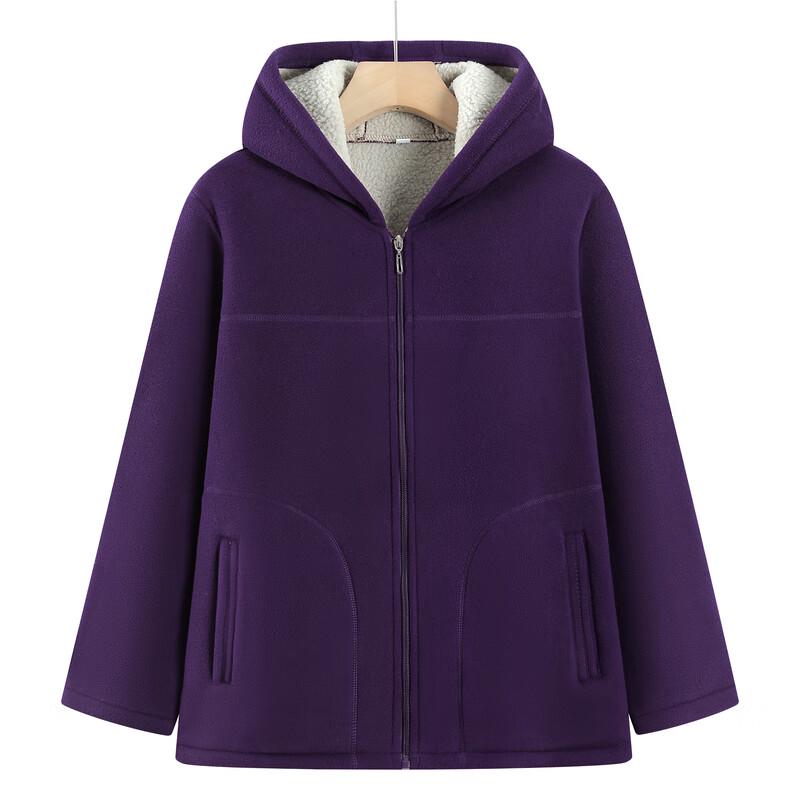 Elderly Women's Fleece-Lined Hooded Jacket