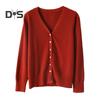 Women Knitting Sweater V-Neck Long Sleeve Button Down Sweater Cardigan Solid Color Loose Fit Crochet Texture Coat
