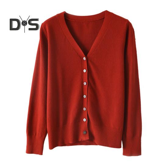 Women Knitting Sweater V-Neck Long Sleeve Button Down Sweater Cardigan Solid Color Loose Fit Crochet Texture Coat