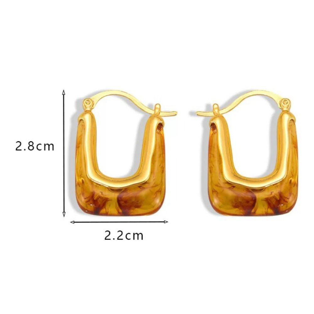 Irregular Shape Resin Earrings Vintage Style Geometric Earrings Ear Buckles  Girls Jewelry