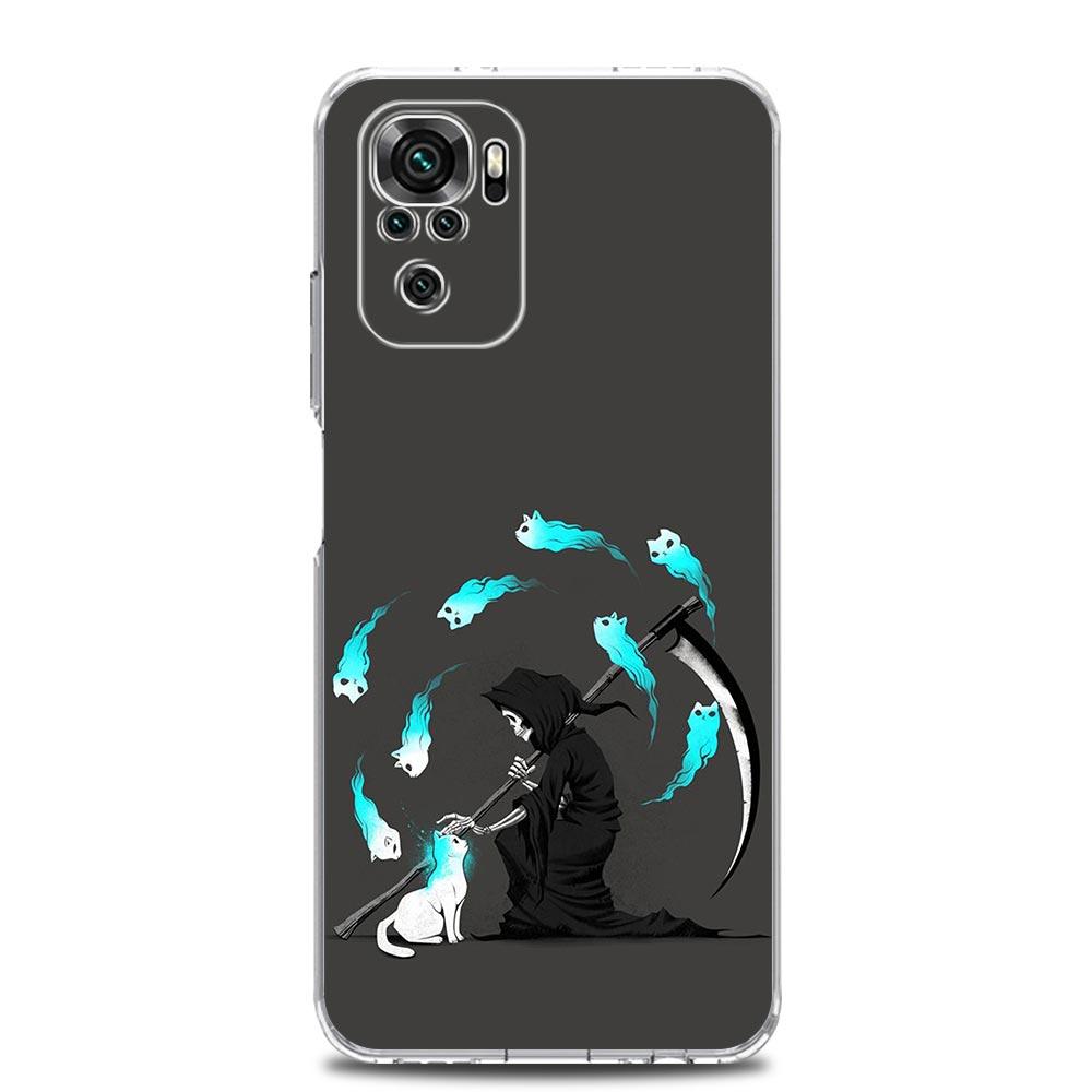 Phone Case For Xiaomi Redmi Note 13 12 5G 9S 9 8 10 11 Pro Plus 4G 9T 13C 12C 10C 9C 9A 7 Pro Clear Cover Funny Skeleton