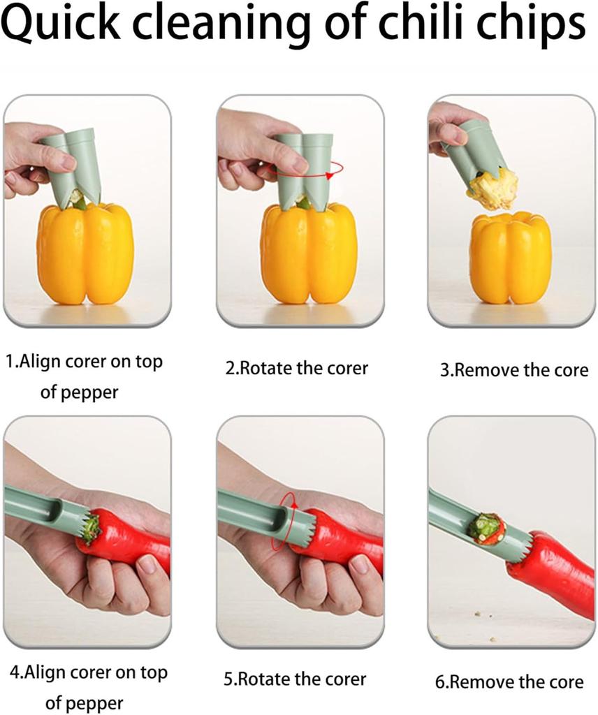 Pepper Seed Corer Remover Upgraded 2-in-1 Bell Pepper Cutter Deseeder ,Effortlessly Streamline Your Kitchen Prep for Faster, More Efficient