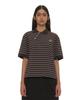PARTIMENTO WOMEN Asymmetric Polo Regular Tee_Charcoal Stripe