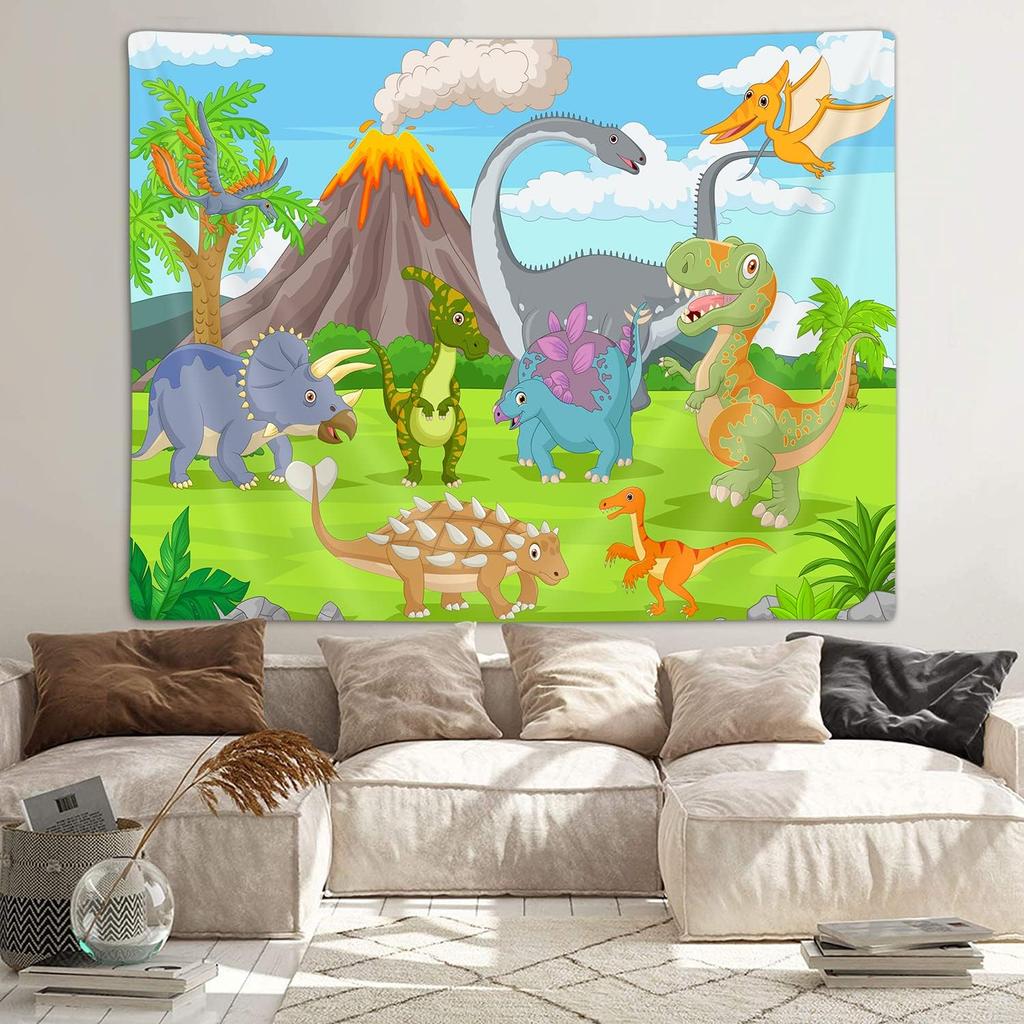 Cartoon Dinosaur Tapestry for Boys Kids Bedroom, Cute Animal Dinosaur Art Tapestries Wall Hanging for School Classroom Anime